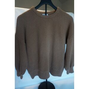 Old Navy Womens Textured Tunic Sweater Camel Brown Cotton Knit 417063-01 L
